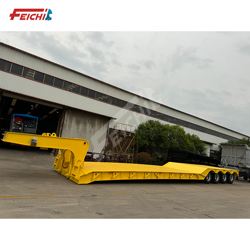 feichi 4-axle lowbed gooseneck low flat semi trailer