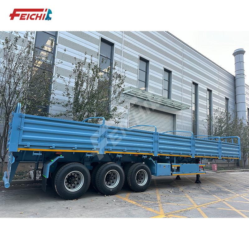 FeiChi Brand 3 Axle 40 Tons Railing Semi Trailer Steel Material Sidewall Semi-Trailer Bulk Cargo Tra