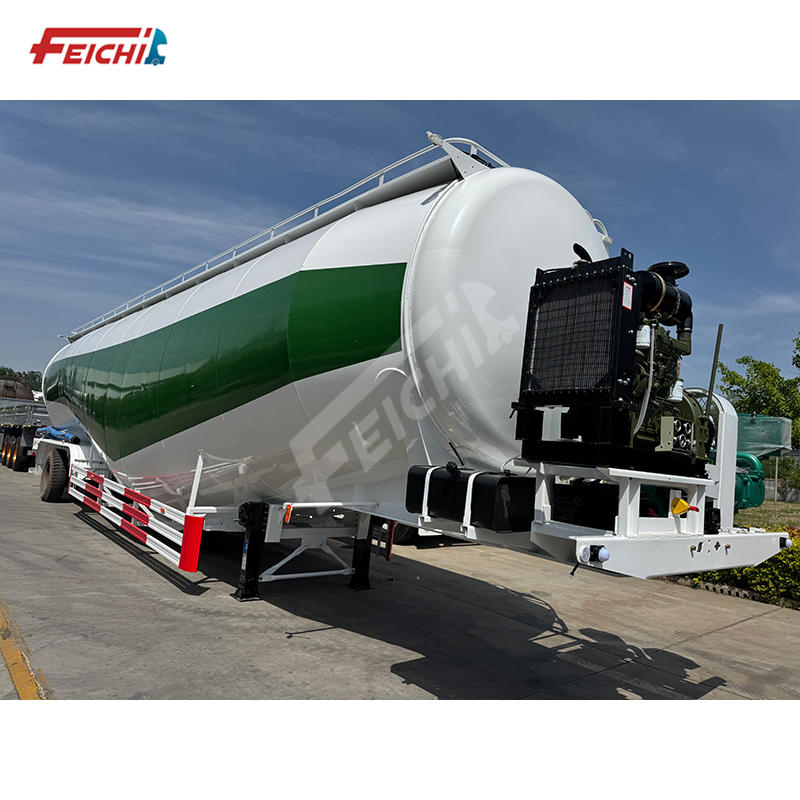 85 Cubic Meters 2 Bins Bulk Cement Tank Trailer 3 Axles Diesel Engine Steel Cement Semi Trailer