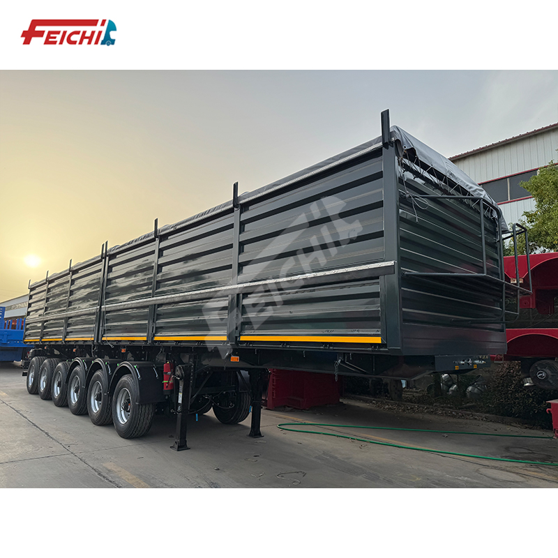 Russia 6 Axle Heavy Duty Carbon Steel Sidewall Semi Trailer Transport 100 Tons Cargo Semi Trailer Tr