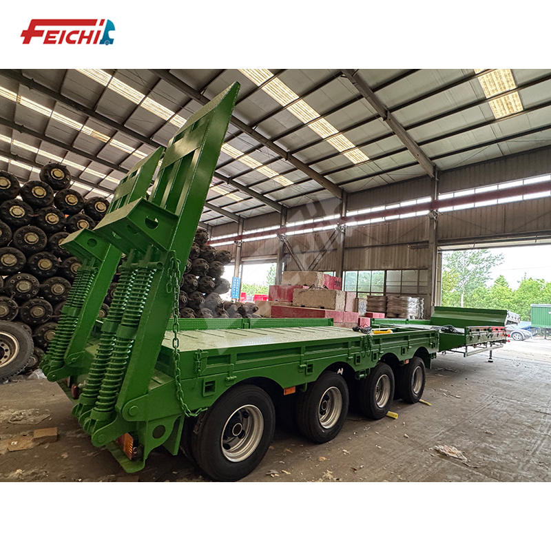 Load 80 Tons 4 Axles Lowbed Semi Trailer