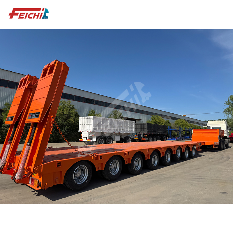 China 8 Axles 60/80/100 Tons Low Bed Trailer Heavy Duty Equipment Transport Lowbed Semi Trailer