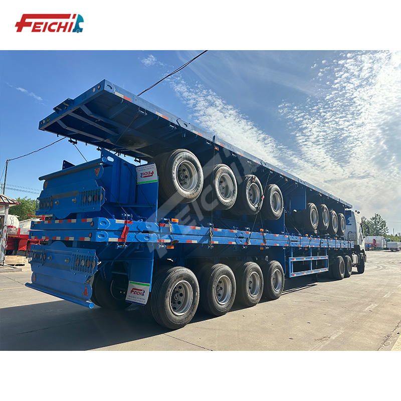 Factory Price 4-Axle Flatbed Trailer Transport 20/40/53 FT Container Chassis Flatbed Semi Trailer