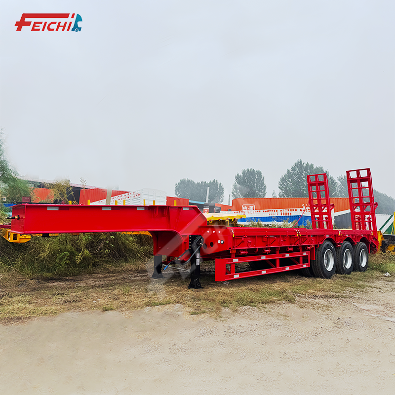 Heavy Duty 3 Axle 11 Meter 40ton 60ton Lowbed Semi Trailer Low Bed Lowbed Semi Trailer for Sale