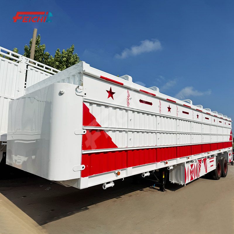 2-Axle 80Tons Fence Semi-Trailer Side Wall Cargo Transport Sudanese Style Heavy Livestock Animal for