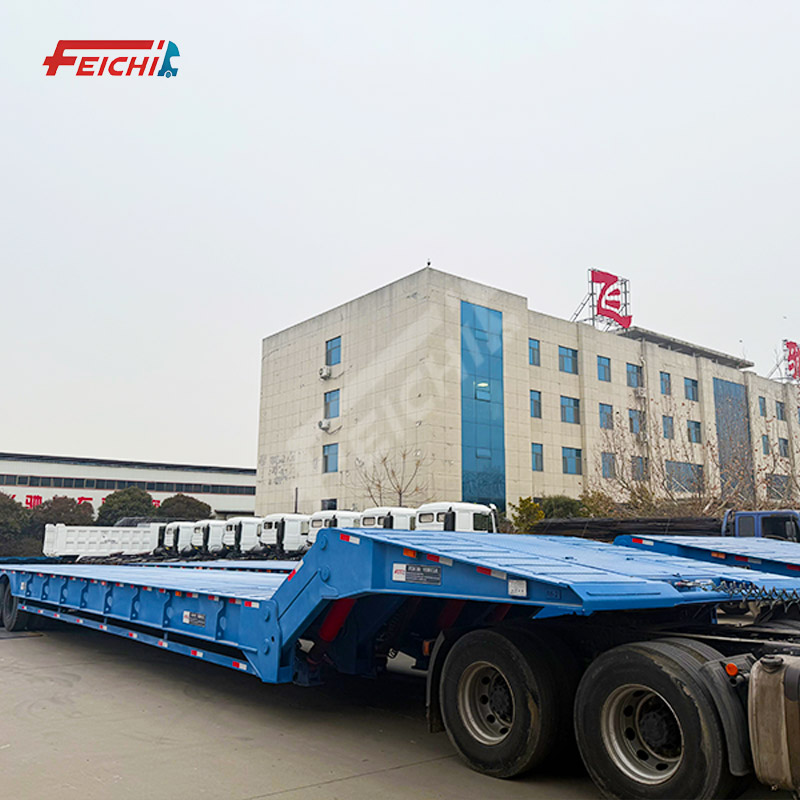 4 Axle 120 Tons Capacity Container Cargo Folding Goose-Neck Lowboy Truck Trailer Low Bed Semi Traile