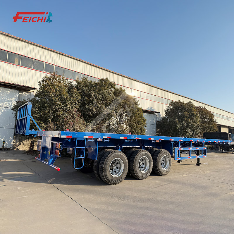 Flatbed Semi Trailer 3 Axles Container Transport Flat Bed Semi Trailer 20ft 40ft Container Flatbed S