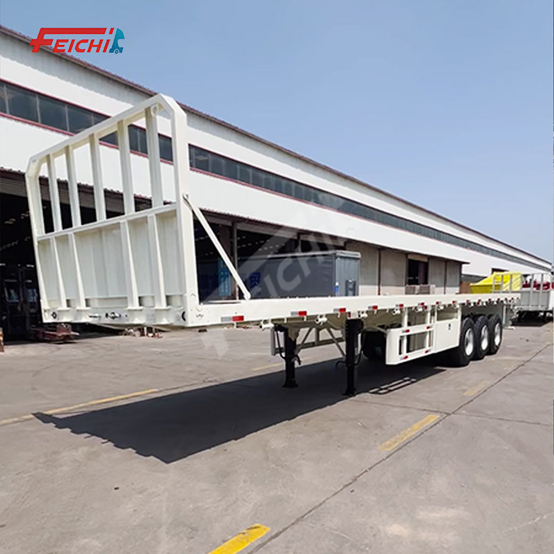 3 Axles Flatbed Semi-Trailer with 1.2m F